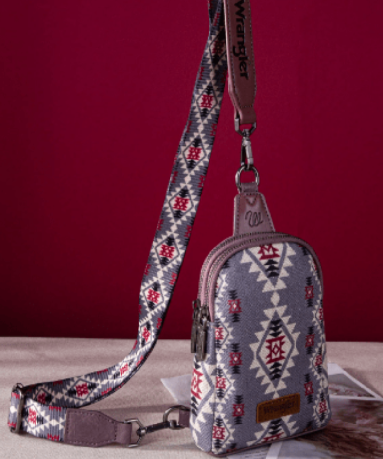Wrangler Handbags & Wallets Lavender Wrangler Sling Bag Aztec Print
