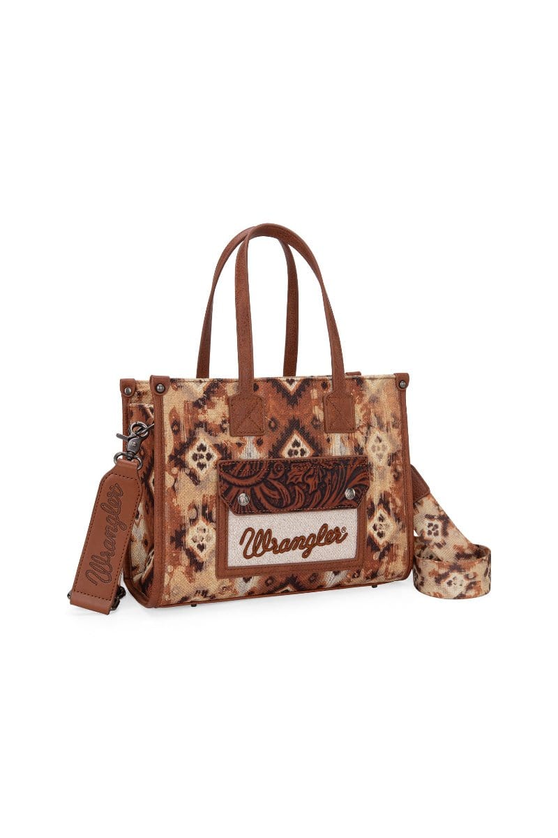 Wrangler Handbags & Wallets Tan Wrangler Crossbody Tote Aztec