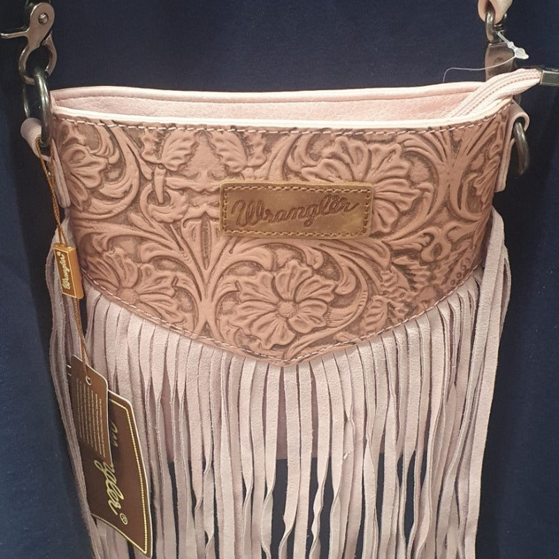 Wrangler Handbags & Wallets Wrangler Vintage Floral Embossed Fringe Crossbody Bag Peach