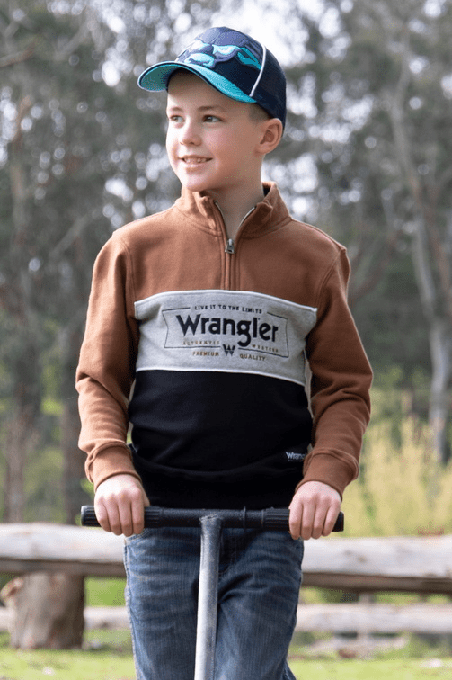 Wrangler Kids Jumpers, Jackets & Vests 04 / Black/Dark Tan Wrangler Jumper Boys Bartlett 1/4 Zip