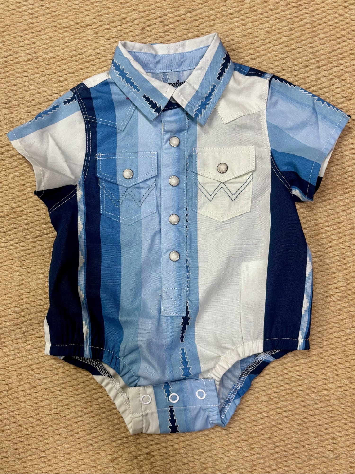 Wrangler Kids Shirts 0-03 Months / Blue Stripe Wrangler Romper Infant Boys Stripe