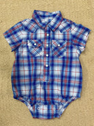 Wrangler Kids Shirts 0-03 Months / Red/White/Blue Wrangler Romper Infant Boys Check