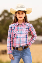 Wrangler Kids Shirts 06 / Blue/Pink Wrangler Shirt Girls Kiara Logo