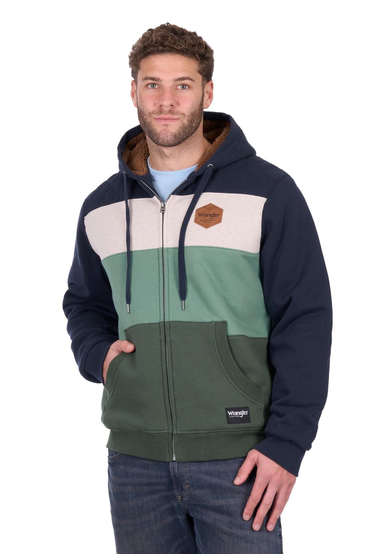 Wrangler Mens Jumpers- Jackets - Vests S / Navy/Cypress Wrangler Jumper Mens Dwayne Zip Up