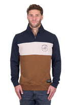 Wrangler Mens Jumpers- Jackets - Vests S / Navy/Tan Wrangler Jumper Mens Steve 1/4 Zip