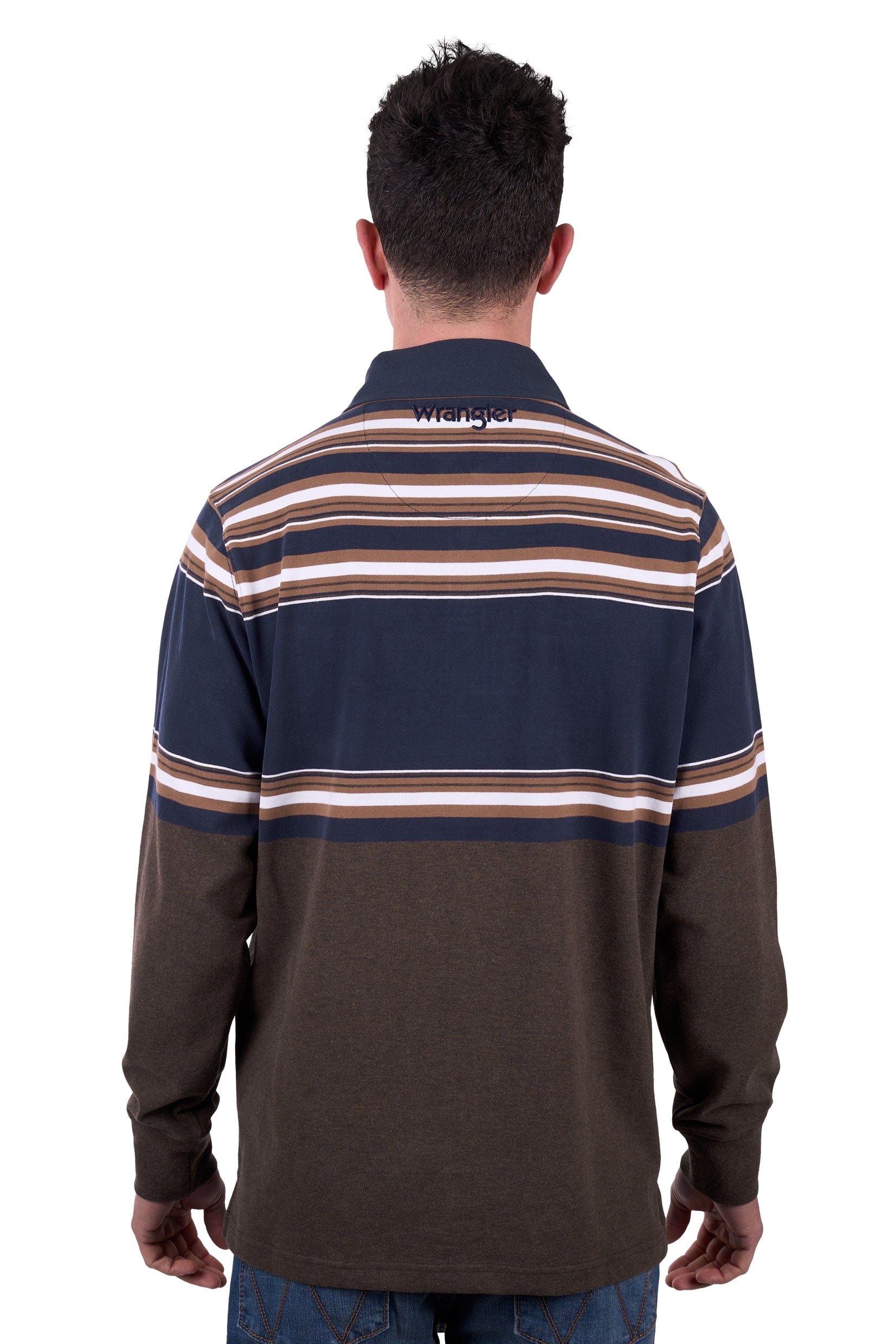 Wrangler Mens Jumpers- Jackets - Vests S / Tan Marle/Navy Wrangler Rugby Mens Nico