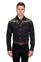 Wrangler Mens Shirts S / Black Wrangler Shirt Mens Adam Embroidered