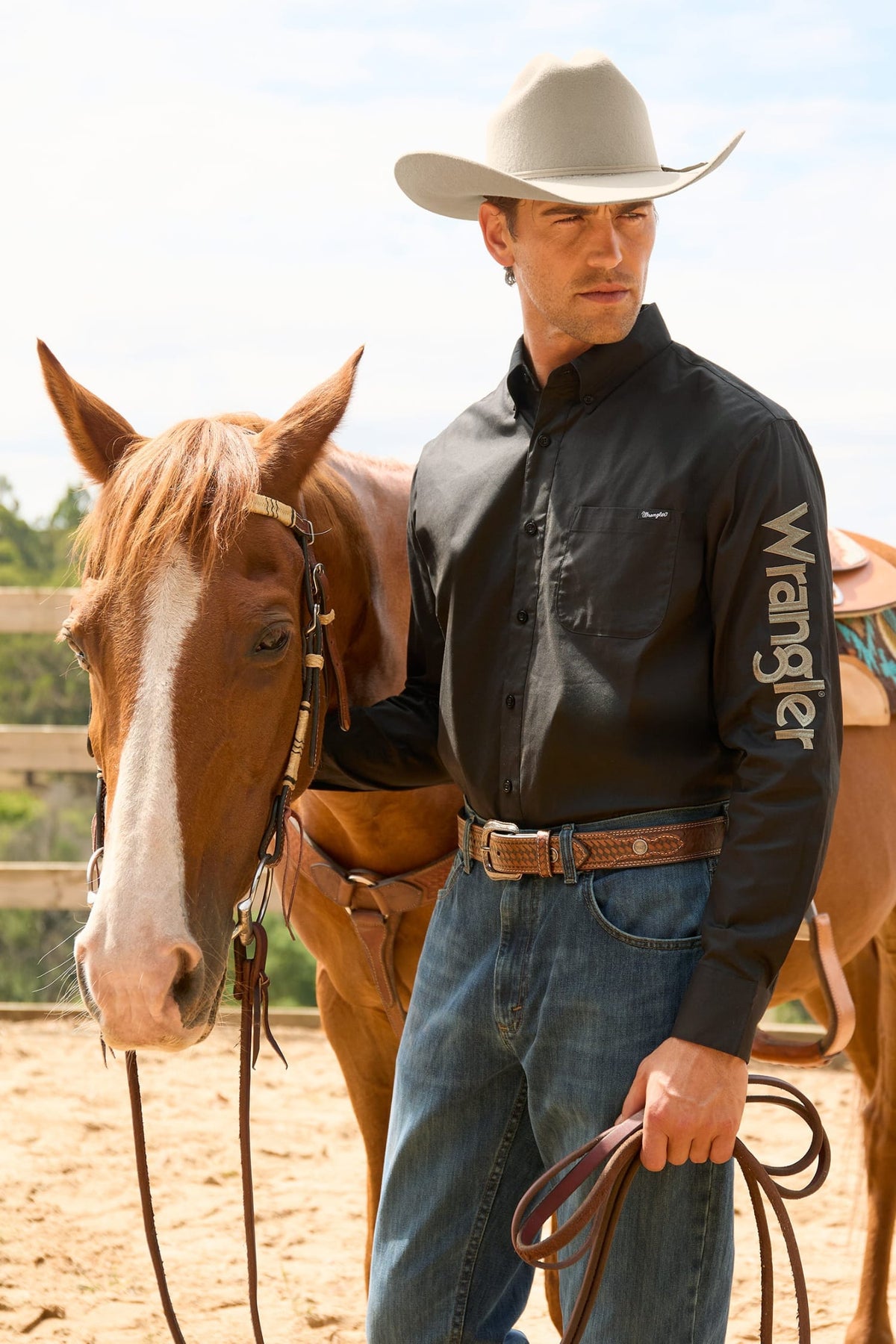 Wrangler Mens Shirts S / Black Wrangler Shirt Mens Flex Logo