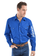Wrangler Mens Shirts S / Cobalt Wrangler Mens Logo Rodeo Shirt