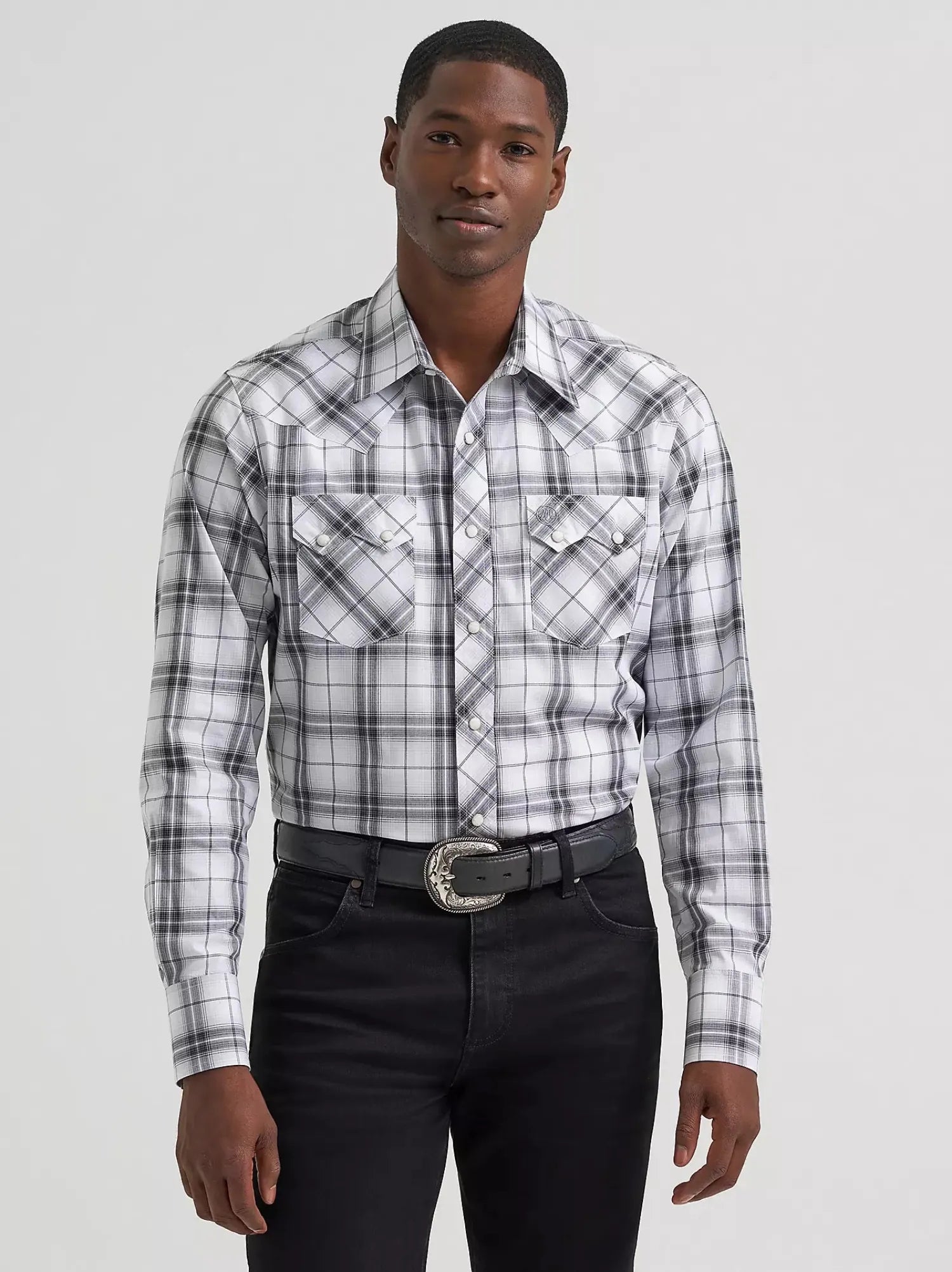 Wrangler Mens Shirts S / Grey/White Wrangler Shirt Mens Retro Check