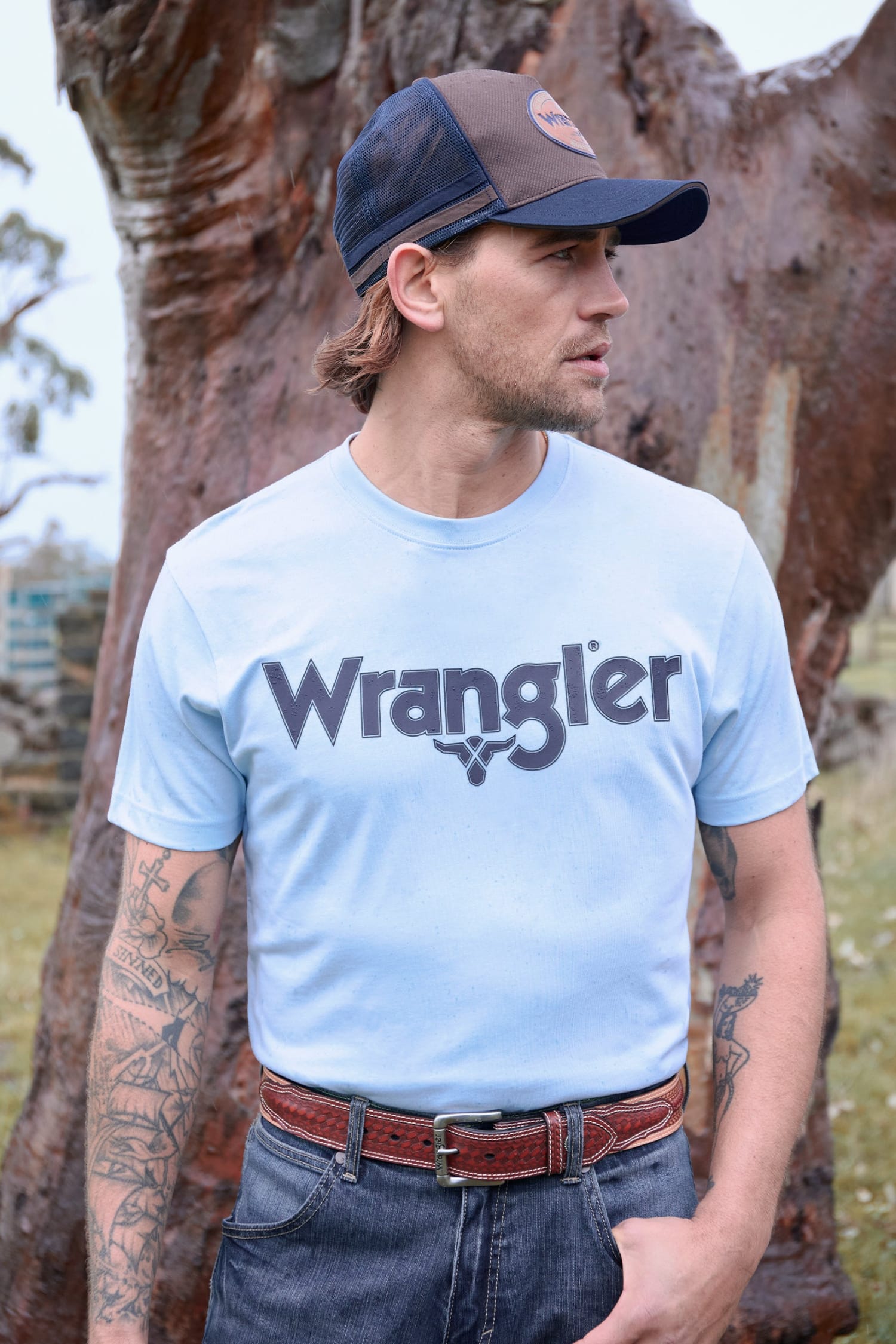 Wrangler Mens Shirts S / Light Blue Wrangler Tee Mens Blake