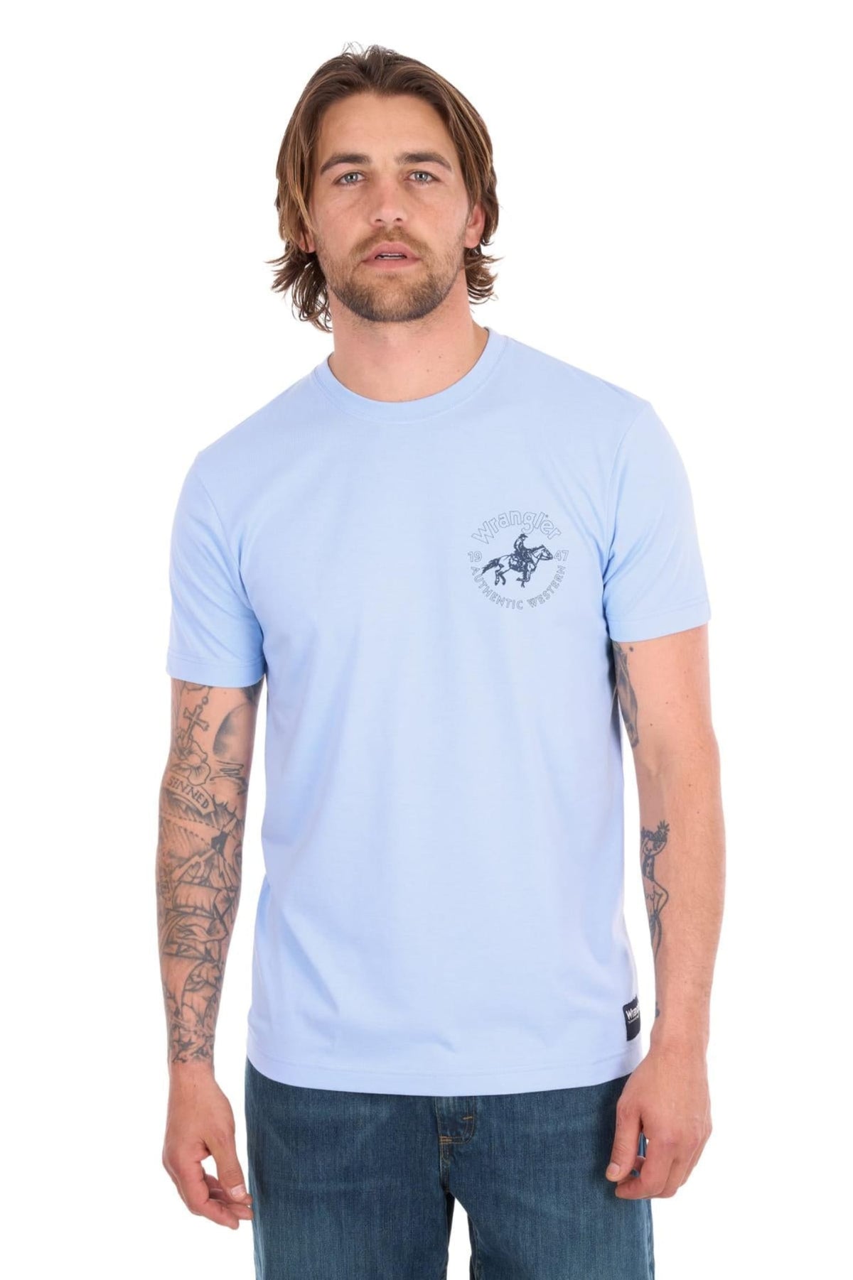 Wrangler Mens Shirts S / Light Blue Wrangler Tee Mens Steve