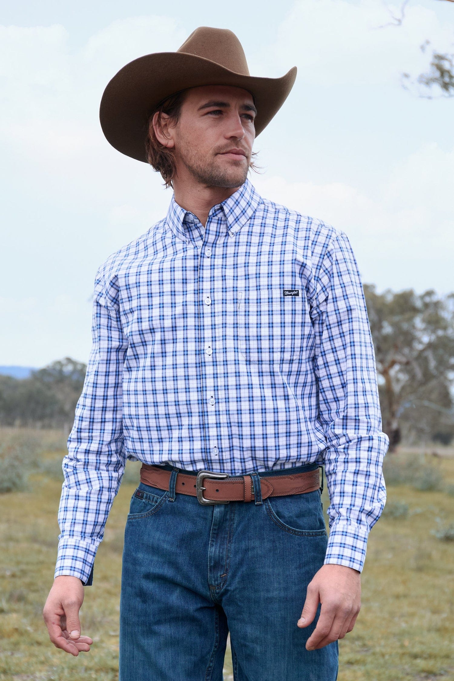 Wrangler Mens Shirts S / Navy/Blue Wrangler Shirt Mens Bob