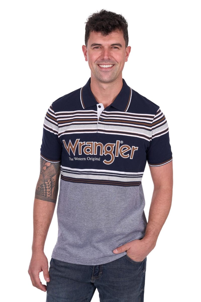 Wrangler Mens Shirts S / Navy/Tan Wrangler Polo Mens Victor