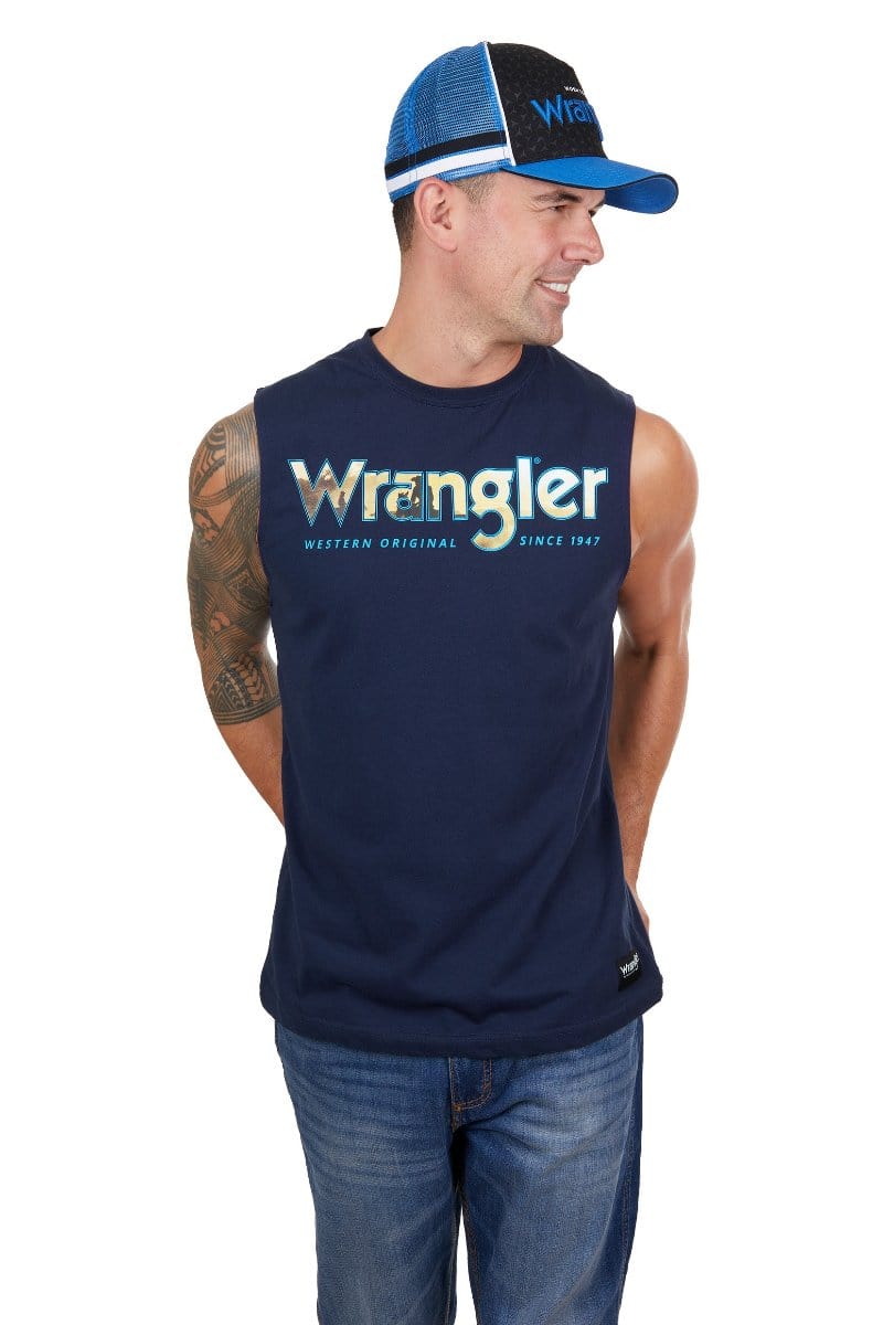 Wrangler Mens Shirts S / Navy Wrangler Muscle Tank Mens Nico