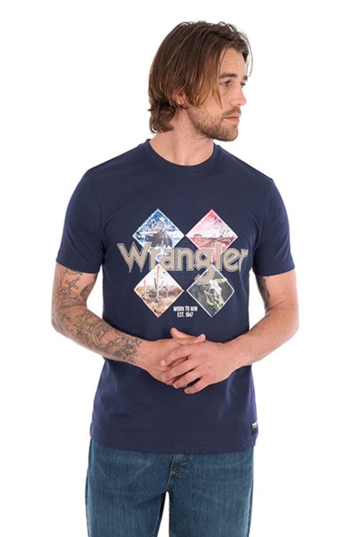 Wrangler Mens Shirts S / Navy Wrangler Tee Mens Mark