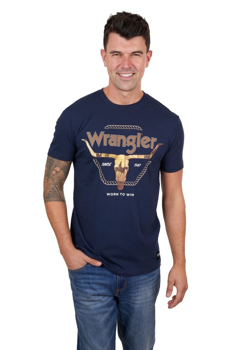 Wrangler Mens Shirts S / Navy Wrangler Tee Mens Theo