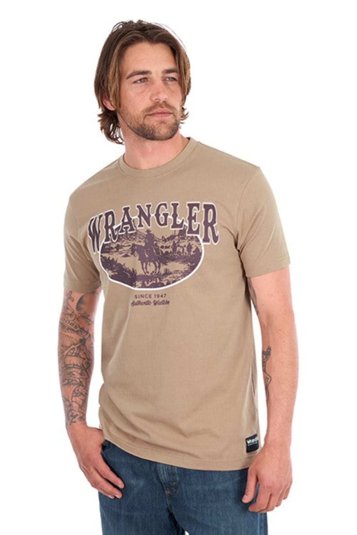Wrangler Mens Shirts S / Tan Wrangler Tee Mens James