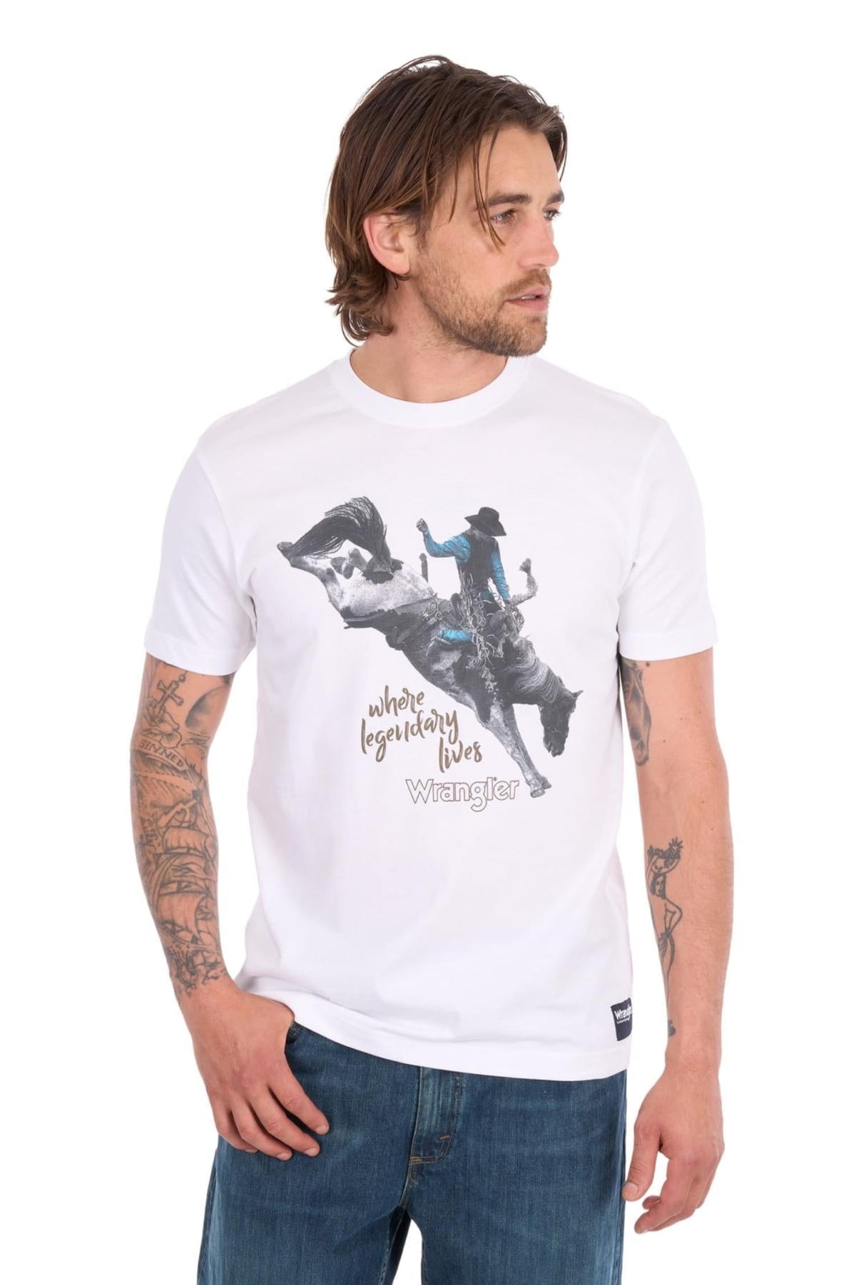 Wrangler Mens Shirts S / White Wrangler Tee Mens Michael