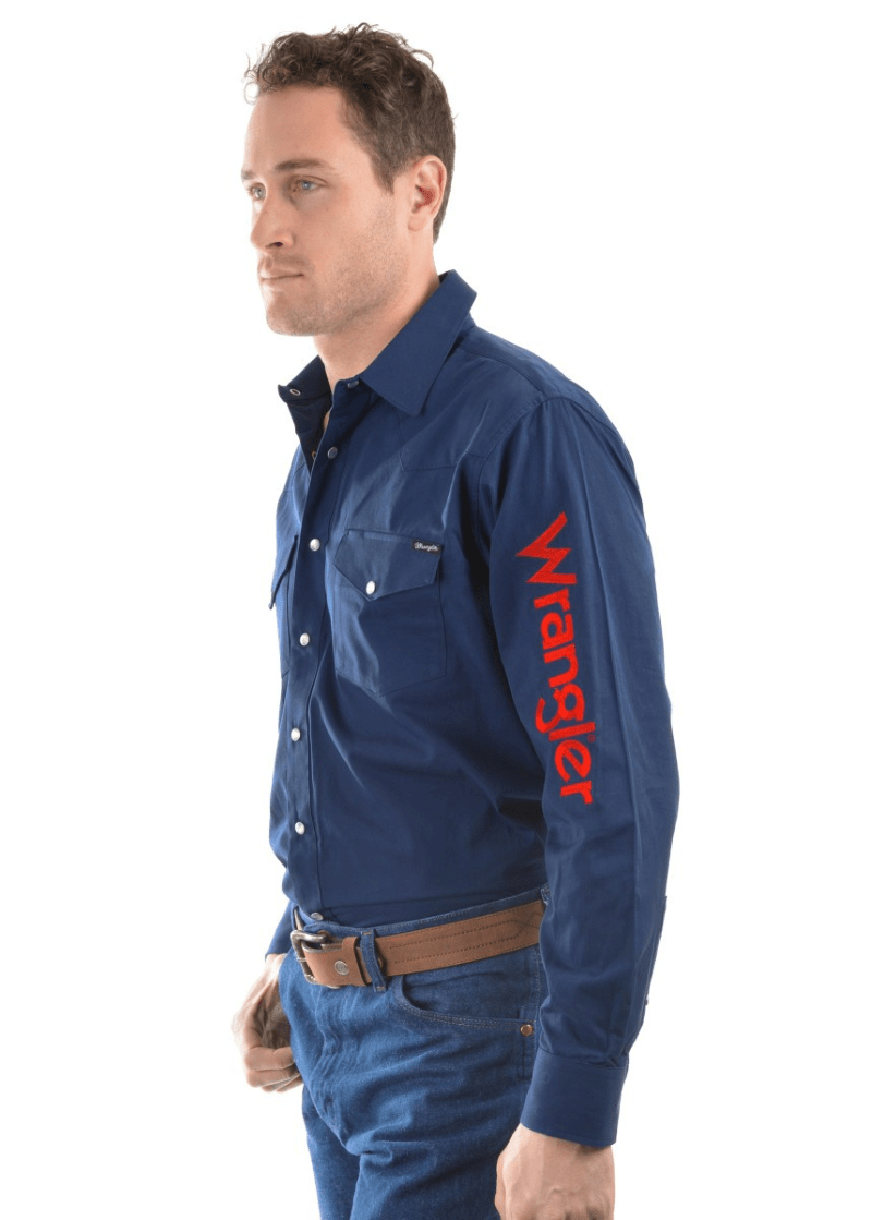Wrangler Mens Shirts Wrangler Mens Logo Rodeo Shirt
