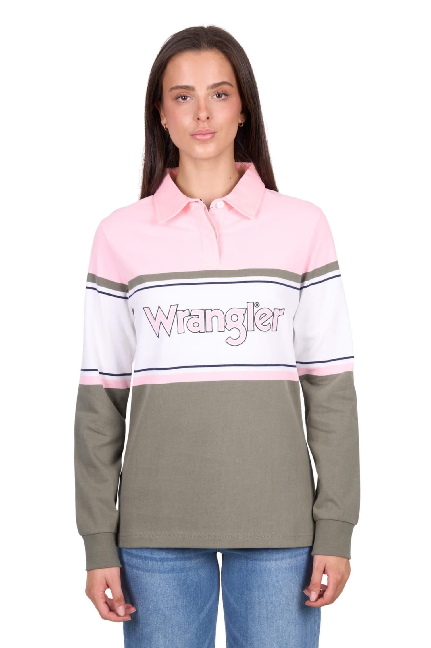 Wrangler Womens Jumpers- Jackets - Vests 08 / Green/Pink Wrangler Jumper Womens Luella Rugby