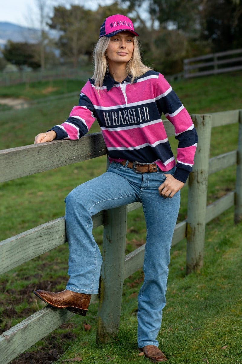 Wrangler Womens Jumpers, Jackets & Vests 08 / Navy/Pink Wrangler Rugby Womens Hattie Fashion