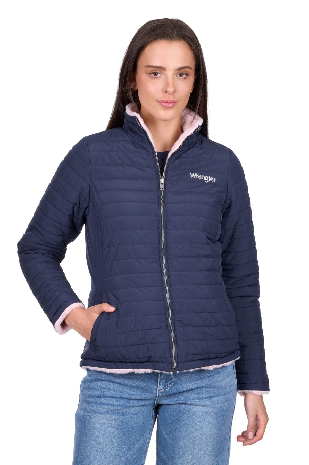 Wrangler Womens Jumpers- Jackets - Vests S / Navy/Pink Wrangler Jacket Womens Marta Reversible