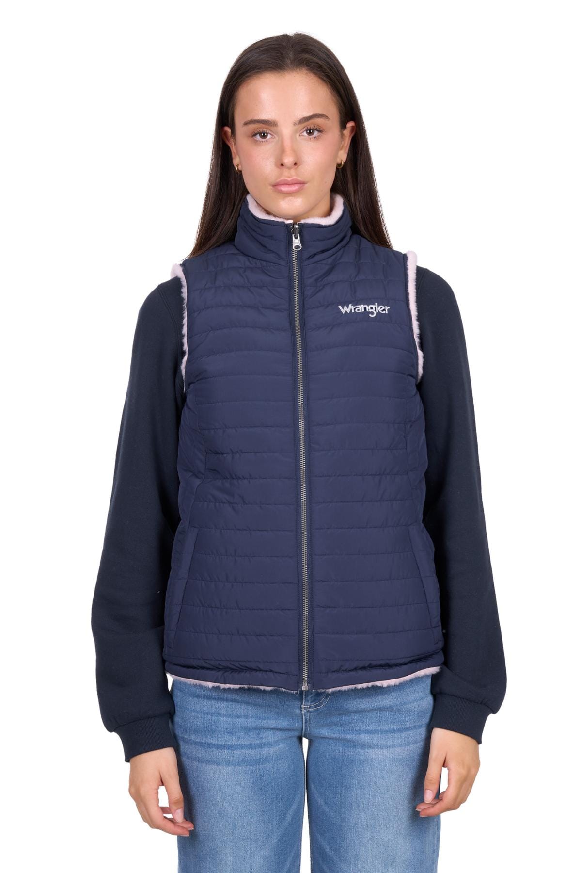 Wrangler Womens Jumpers- Jackets - Vests S / Navy/Pink Wrangler Vest Womens Marta Reversible