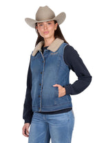 Wrangler Womens Jumpers- Jackets - Vests XS / Denim/Multi Wrangler Vest Womens Dixie Reversible