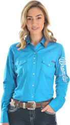 Wrangler Womens Shirts 08 / Aqua Wrangler Shirt Womens Logo (XCP2127020)