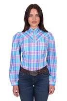 Wrangler Womens Shirts 08 / Blue Wrangler Shirt Womens Emily Check