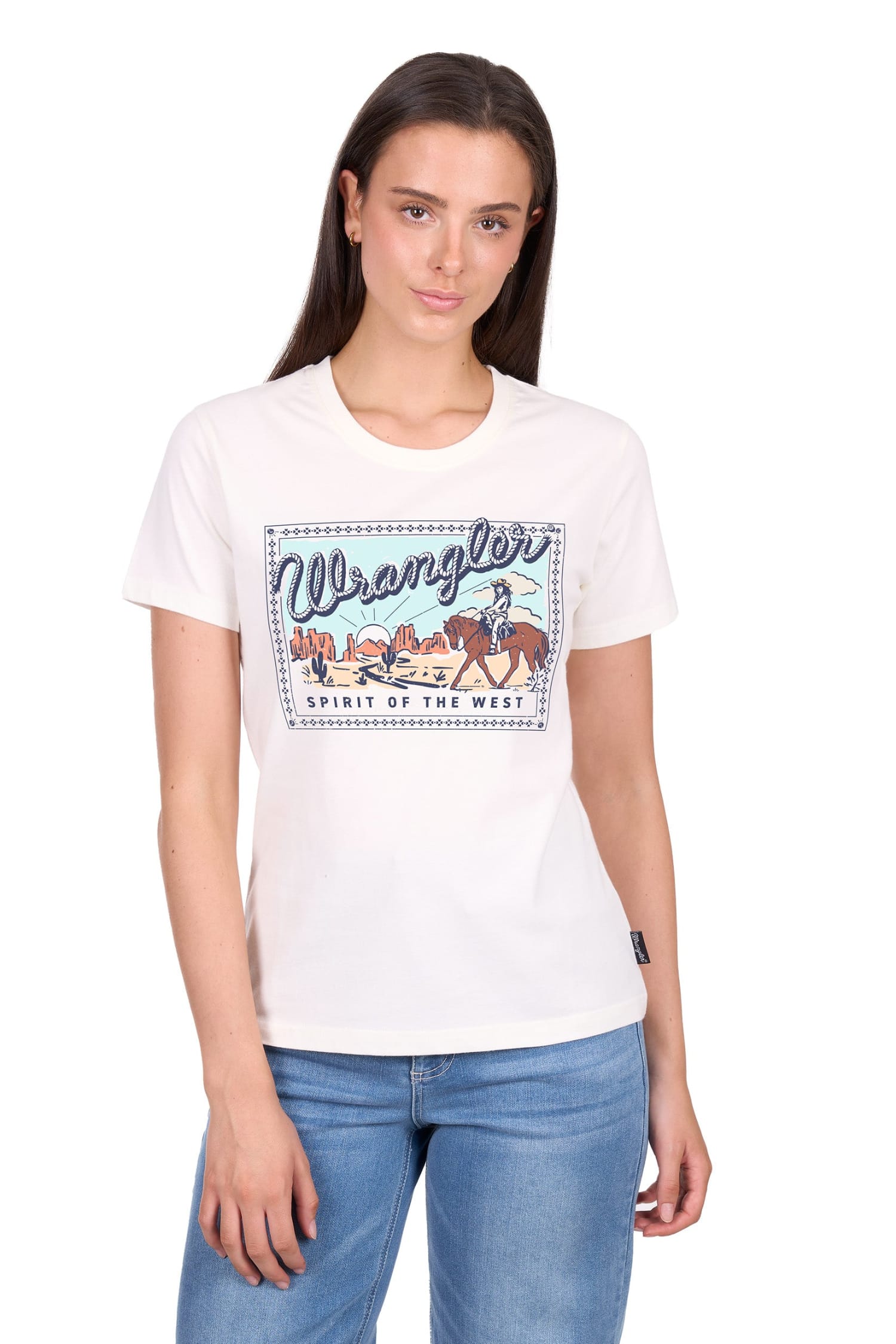 Wrangler Womens Shirts 08 / Cream Wrangler Tee Womens Vanessa