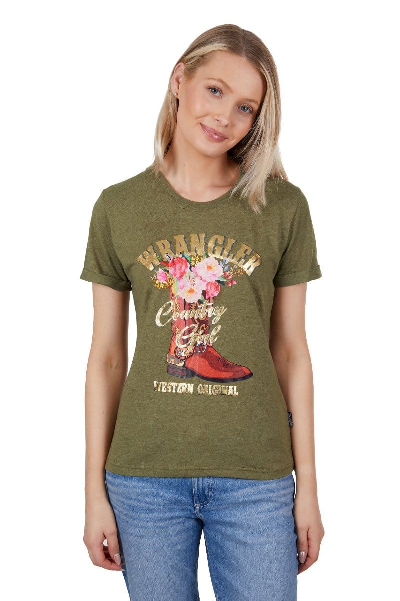 Wrangler Womens Shirts 08 / Khaki Marle Wrangler Tee Womens Macy