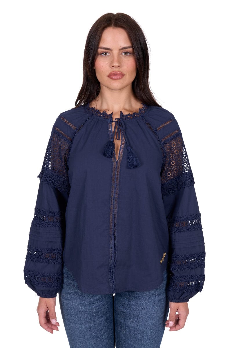 Wrangler Womens Shirts 08 / Navy Wrangler Blouse Womens Tamara