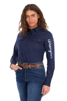 Wrangler Womens Shirts 08 / Navy Wrangler Shirt Womens Hazel Logo