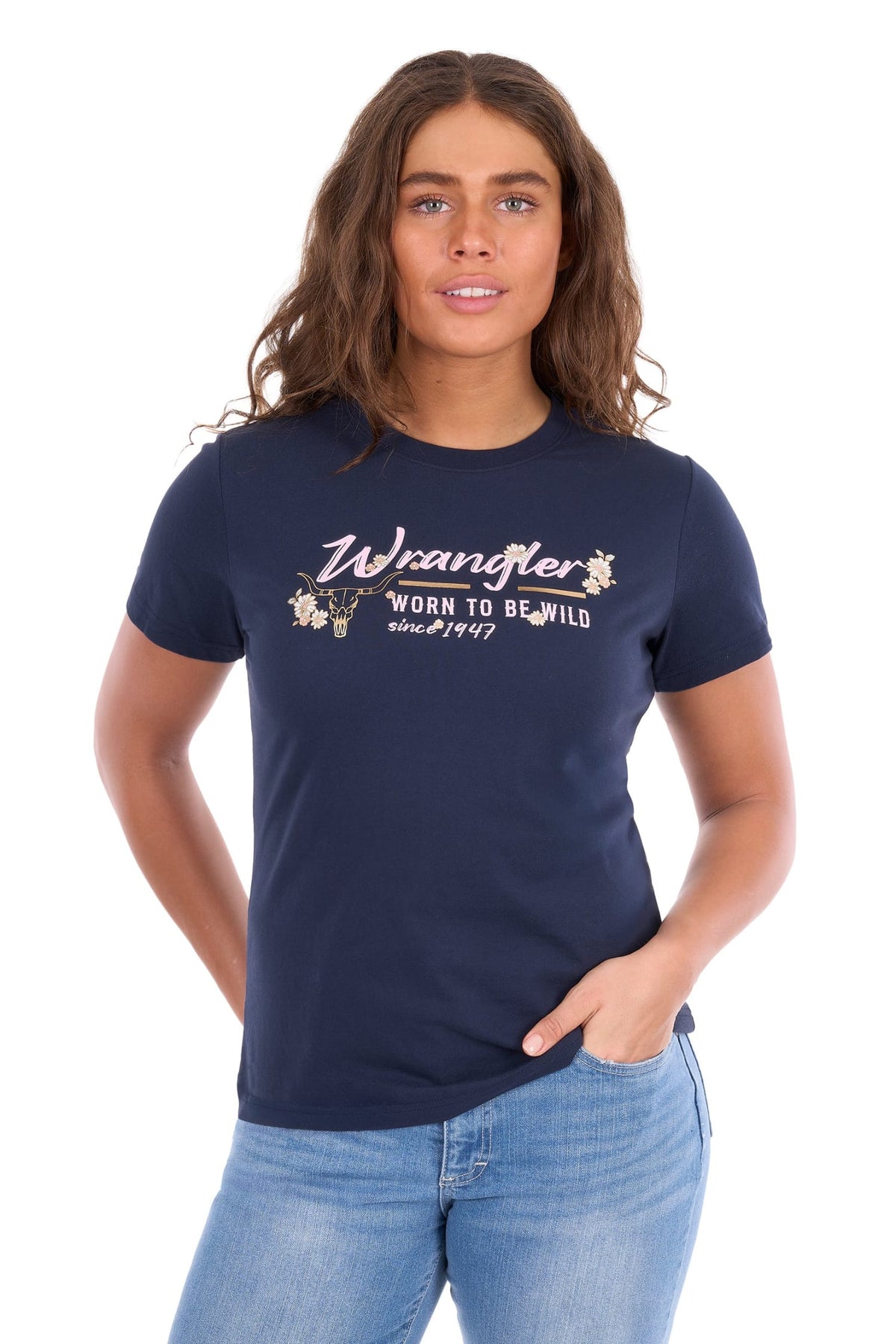 Wrangler Womens Shirts 08 / Navy Wrangler Tee Womens Belle