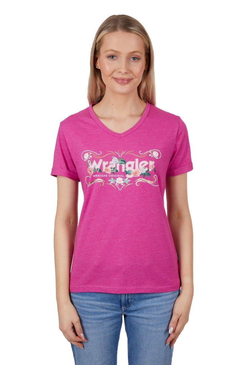 Wrangler Womens Shirts 08 / Pink Marle Wrangler Tee Womens Alice