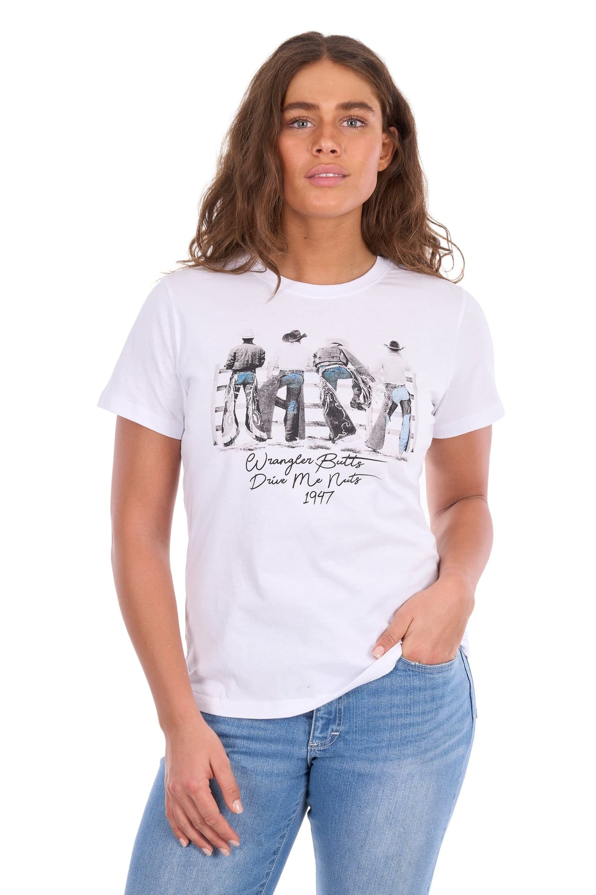Wrangler Womens Shirts 08 / White Wrangler Tee Womens Josie