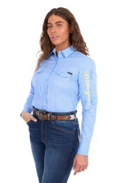 Wrangler Womens Shirts 10 / Blue Wrangler Shirt Womens Hazel Logo