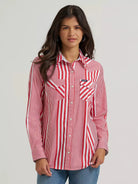 Wrangler Womens Shirts S / Red Wrangler Shirt Womens Western Snap Stripe