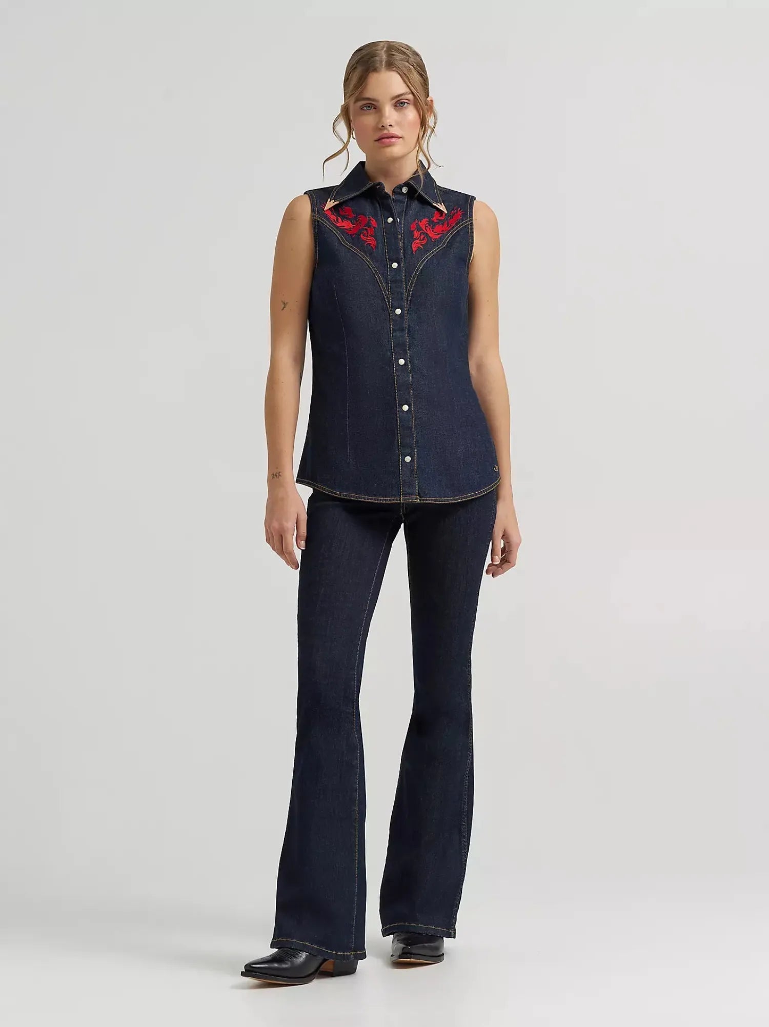 Wrangler Womens Shirts Wrangler Shirt Womens Embroidered Sleeveless