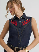 Wrangler Womens Shirts Wrangler Shirt Womens Embroidered Sleeveless