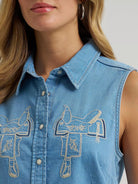 Wrangler Womens Shirts Wrangler Shirt Womens Sleeveless Denim