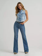Wrangler Womens Shirts Wrangler Shirt Womens Sleeveless Denim Snap