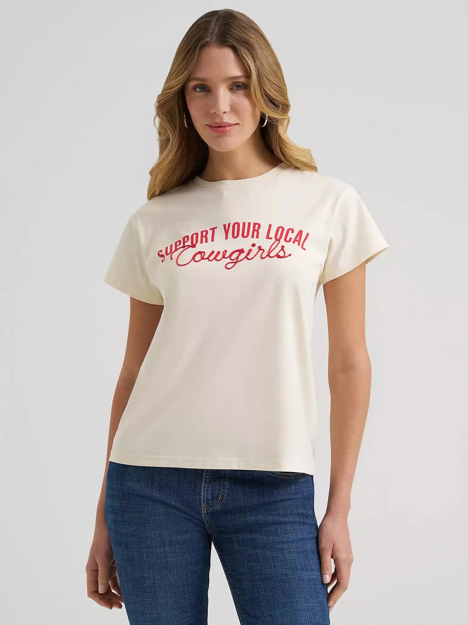 Wrangler Womens Shirts XS / Cream Wrangler Tee Womens Retro Regular Fit