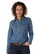 Wrangler Womens Shirts XS / Mid Denim Wrangler Shirt Womens Classic Fit