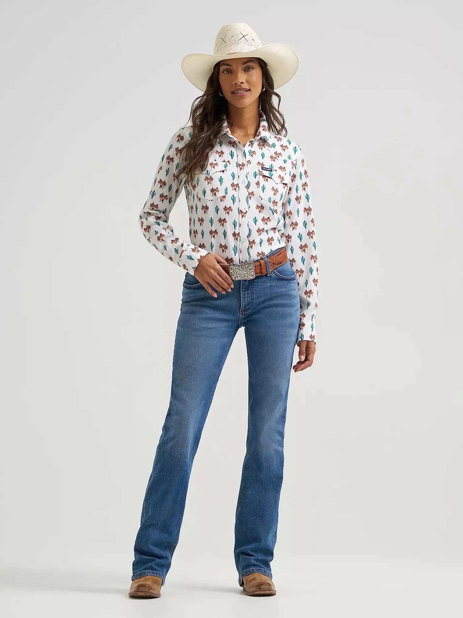 Wrangler Womens Shirts XS / White Wrangler Shirt Womens Performance Print