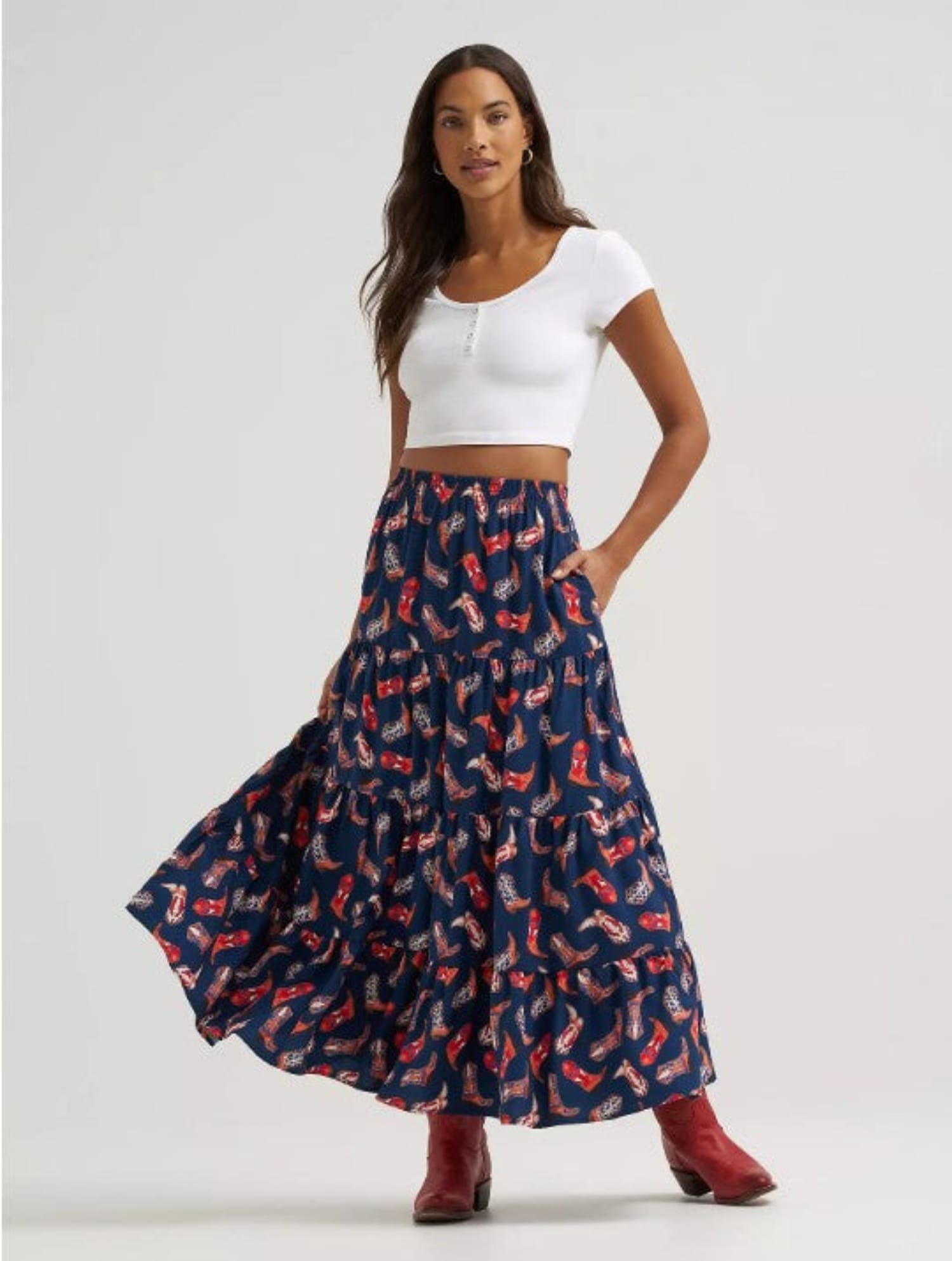Wrangler Womens Shorts- Skirts - Dresses S / Navy Print Wrangler Skirt Womens Americana