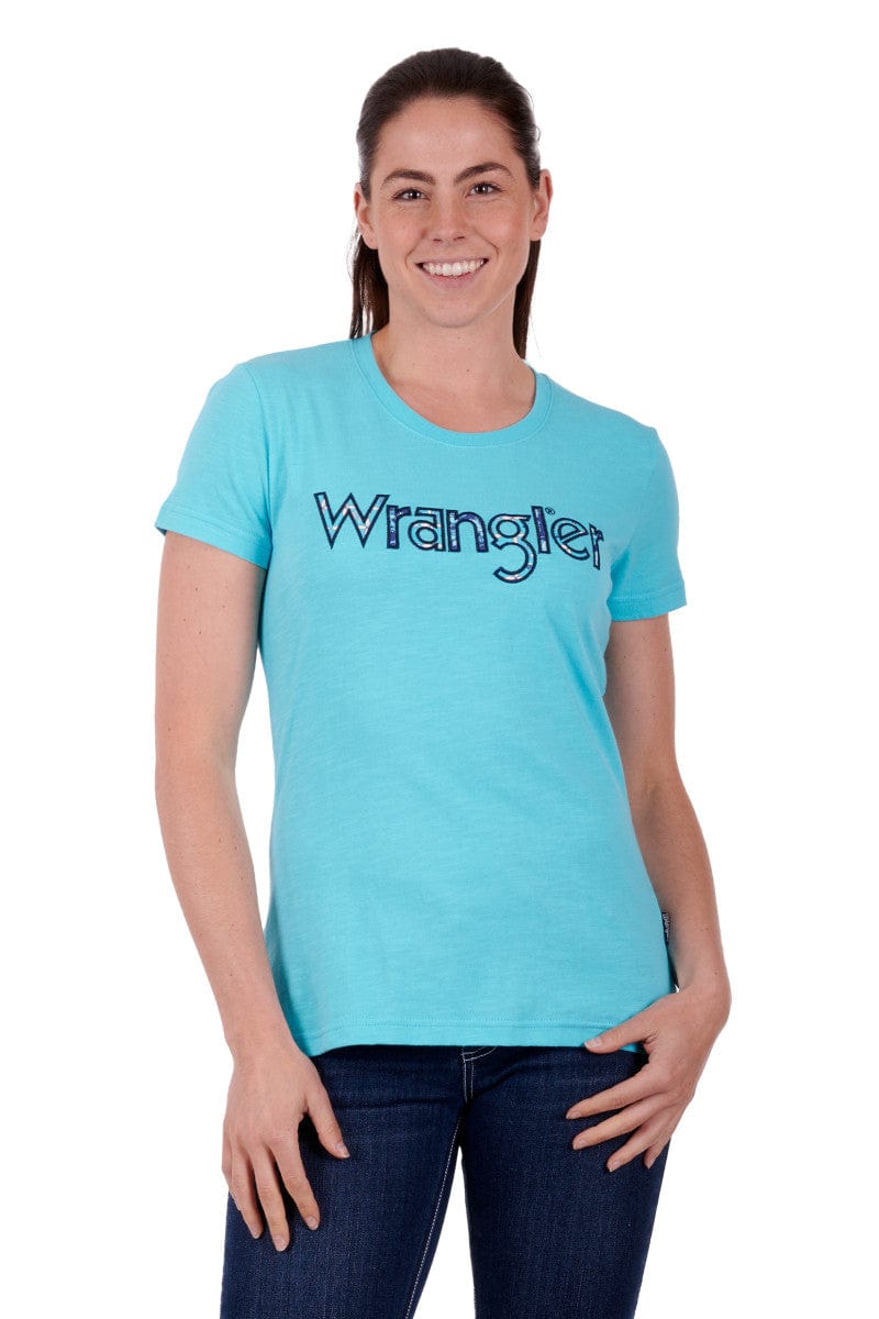 Wrangler Womens Tops 08 / Aqua Wrangler Tee Womens Addison (X3S2598766)
