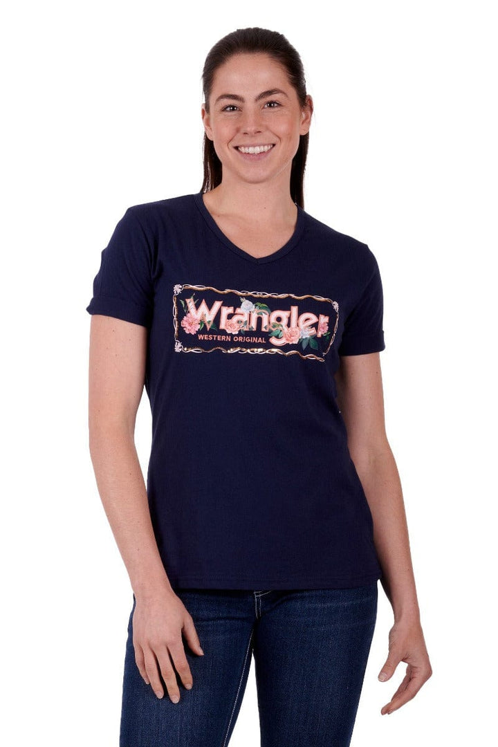Wrangler Womens Tops 08 / Navy Wrangler Tee Womens Iris (X3S2598767)